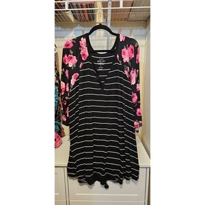 Simple Black and Pink Floral Women's Top